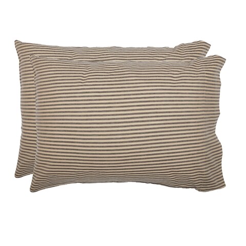 Sawyer Mill Charcoal Ticking Stripe Standard Pillow Case Set of 2 21x30