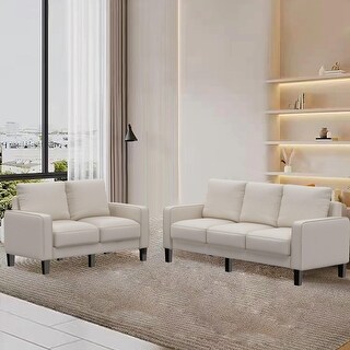 2Pcs Modern Upholstered Living Room Sofa Set in Fabric 2+3 Seat - 125 ...