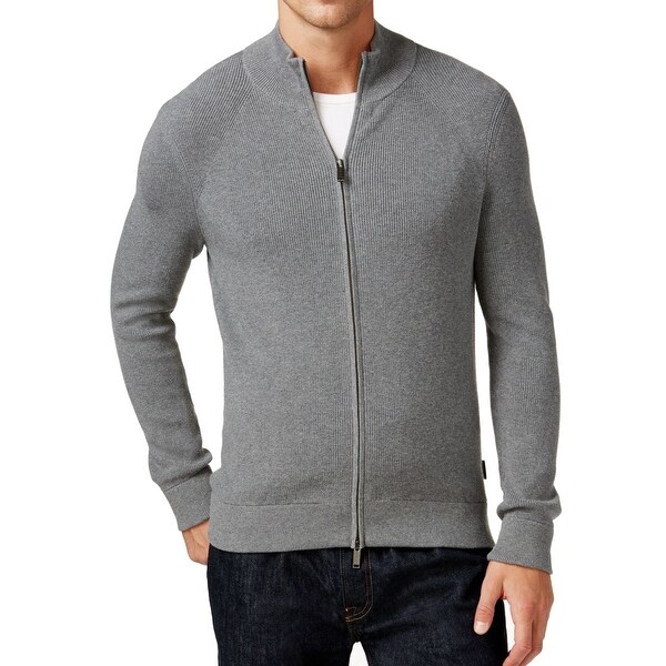 mens grey zip up cardigan