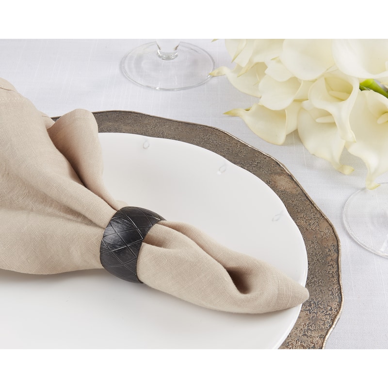 Metal Napkin Rings With Harlequin Design (Set of 4)
