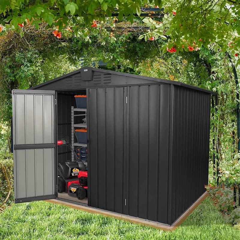 Outdoor Storage Shed 8.2'x 6.2' - 8.2' X 6.2' - Black