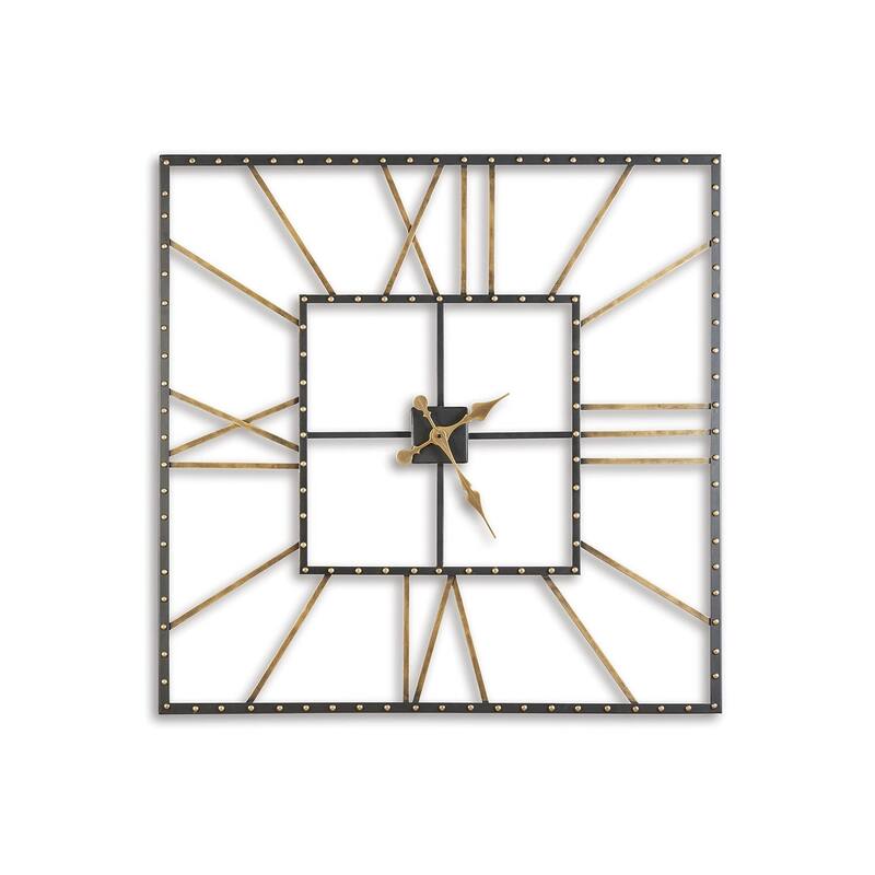 Thames Contemporary Black/Gold Wall Clock - 40" W x 1.5" D x 40" H