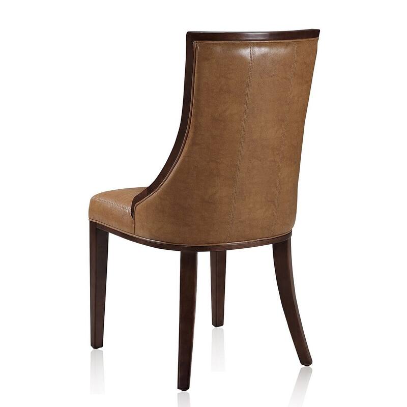 Fifth Avenue Cream and Walnut Faux Leather Dining Chair (Set of Two)