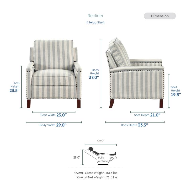 Ferron Fabric Push Back Reclining Chair