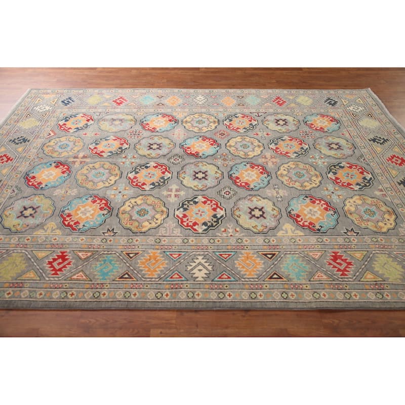 All-Over Kazak Area Rug Hand-Knotted Wool Carpet - 6'9" x 9'8"