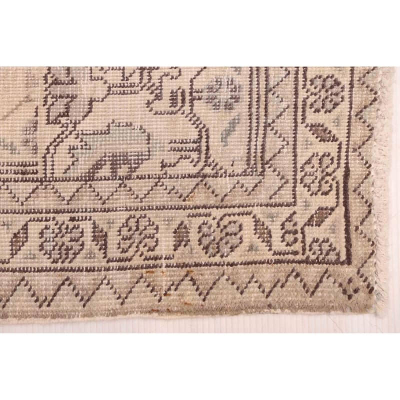 ECARPETGALLERY Hand-knotted Antalya Vintage Cream Wool Rug - 6'8 x 9'6