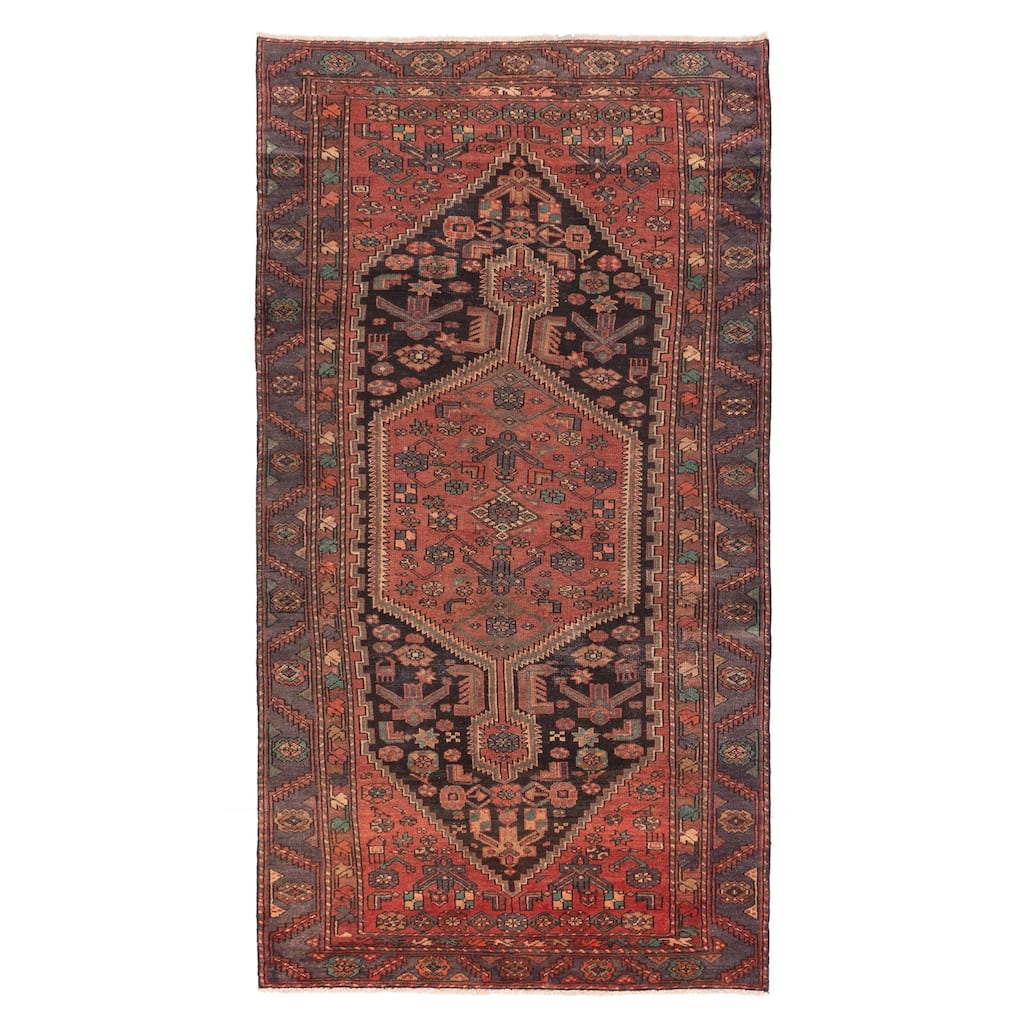 ECARPETGALLERY Hand-knotted Andelz Black, Red Wool Rug - 4'4 x 8'4