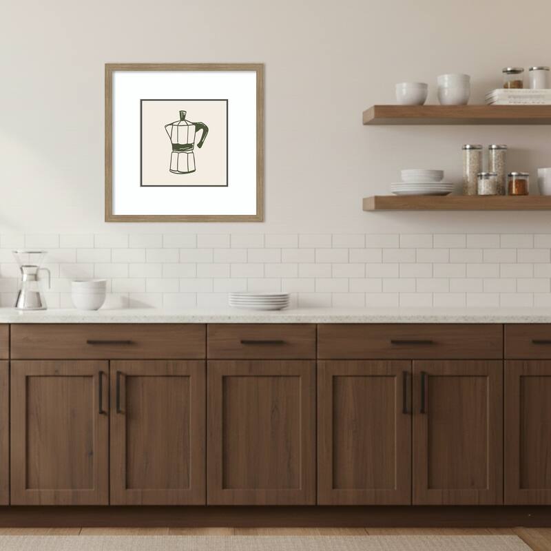 Italian Coffee Pot by Karen Menzenbach Wood Framed Wall Art Print