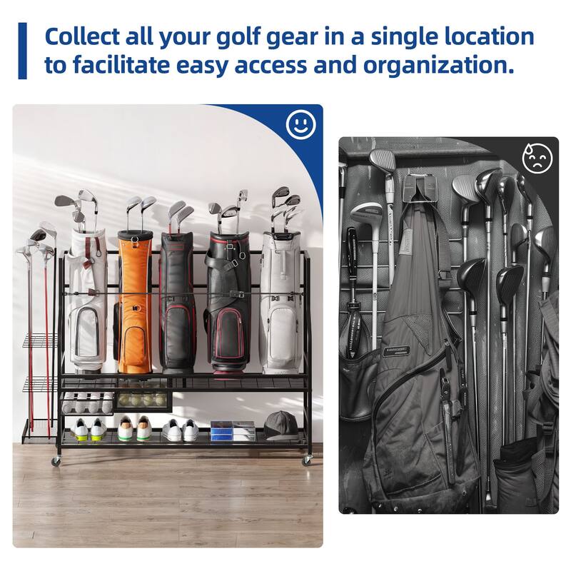 Moasis Sports Rack Equipment Garage Organizer Golf Sports Storage With Wheels