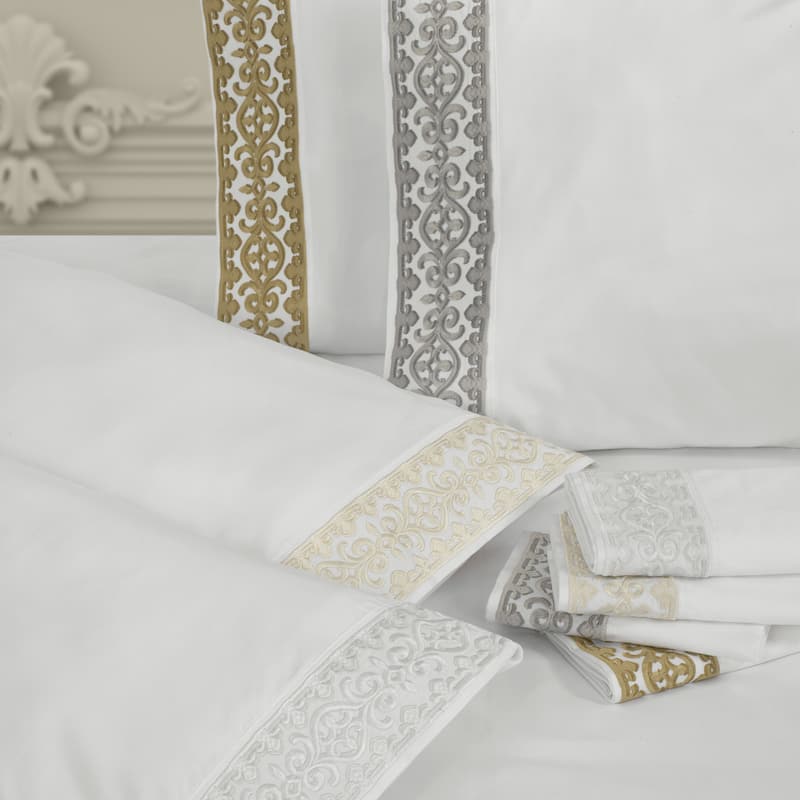 J. Queen New York Majestic Embroidered Pillow Case Pair - King - Ivory