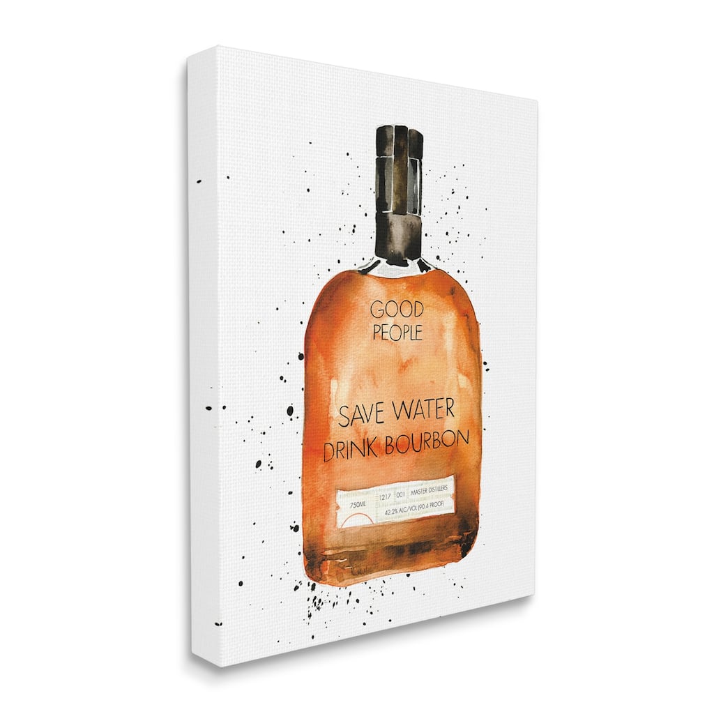 Stupell Save Water Drink Bourbon Quote Common Liquor Bottle Canvas Wall Art