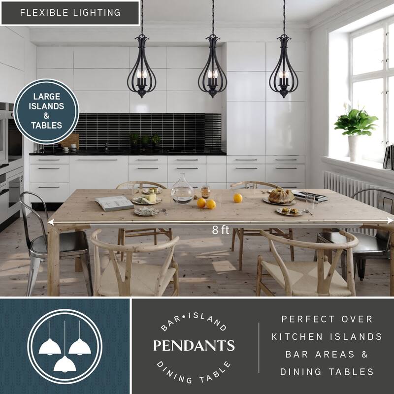 Monrovia 3 Light Teardrop Candle Pendant