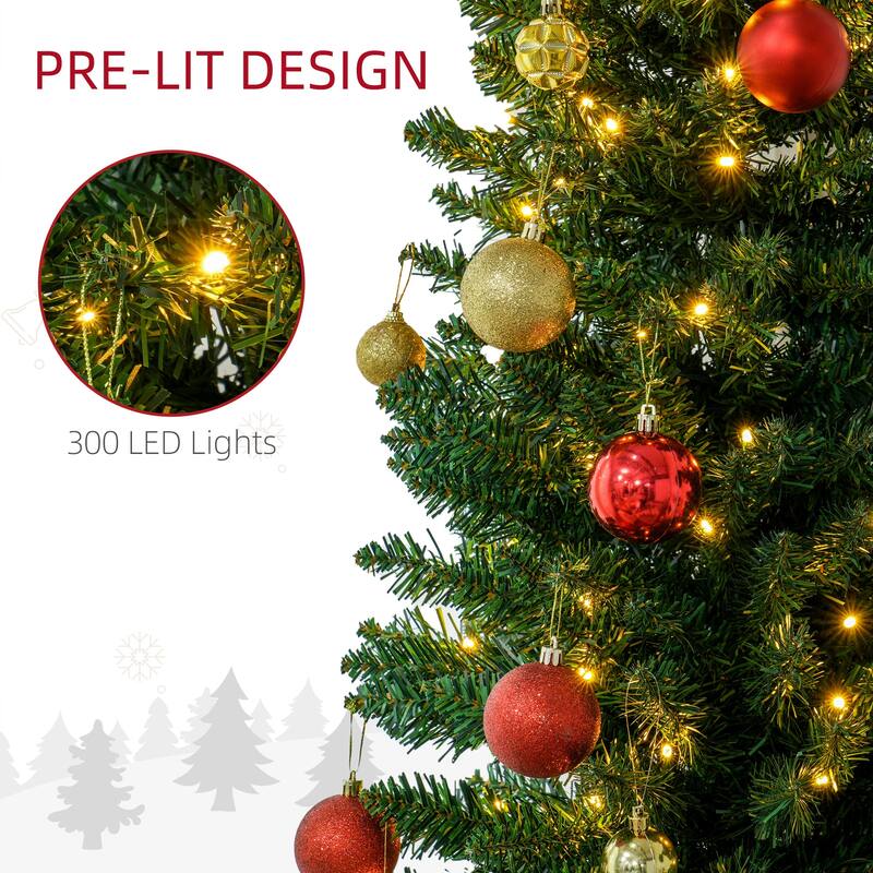 Pre-Lit Pencil Christmas Tree with Warm White LED Lights - 7.9ft Artificial Tree