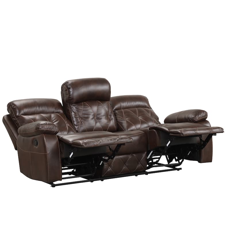 Owen 3-Piece Brown Breathable Leather Manual Reclining Sofa Set