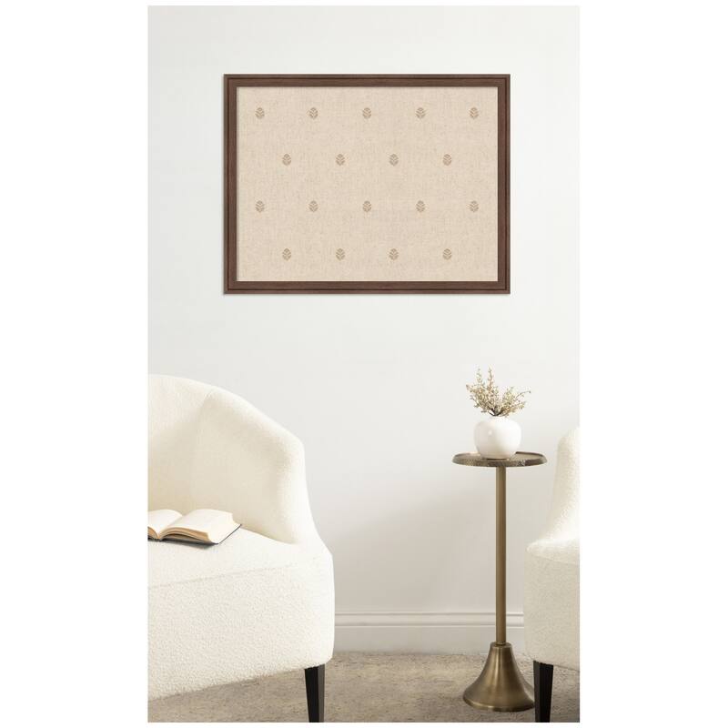Kate and Laurel Pinboard Beige Botanical Block Print