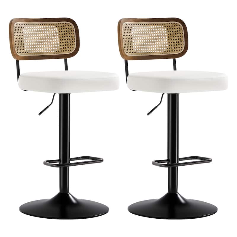 Adjustable Height Swivel Bar Stools with Back and Footrest - 17.7"W x 15.75"D x 35"-42.9"H