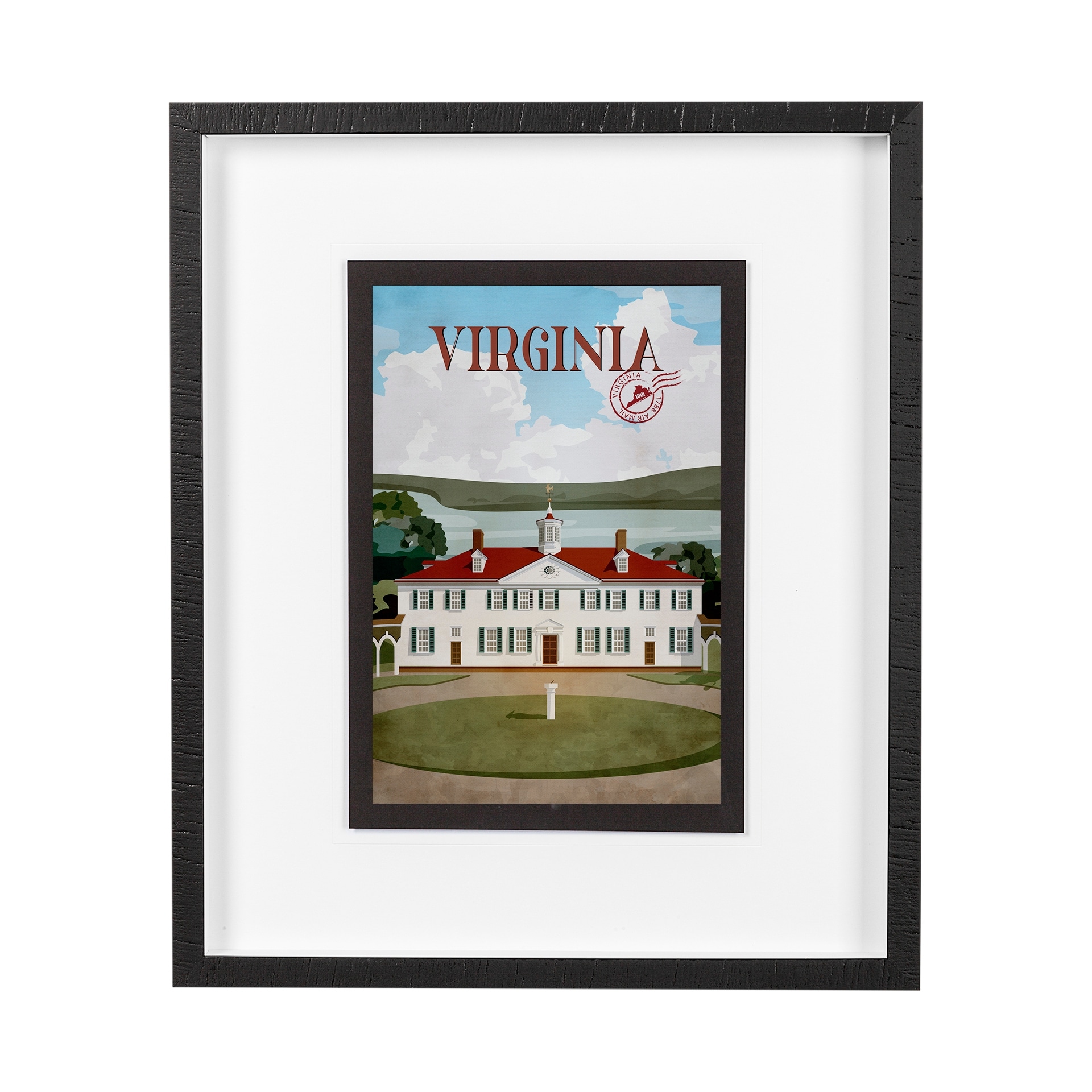 Mercana Virginia Go USA (M) by Mercana Studio a Framed Art Print Matted under Glass