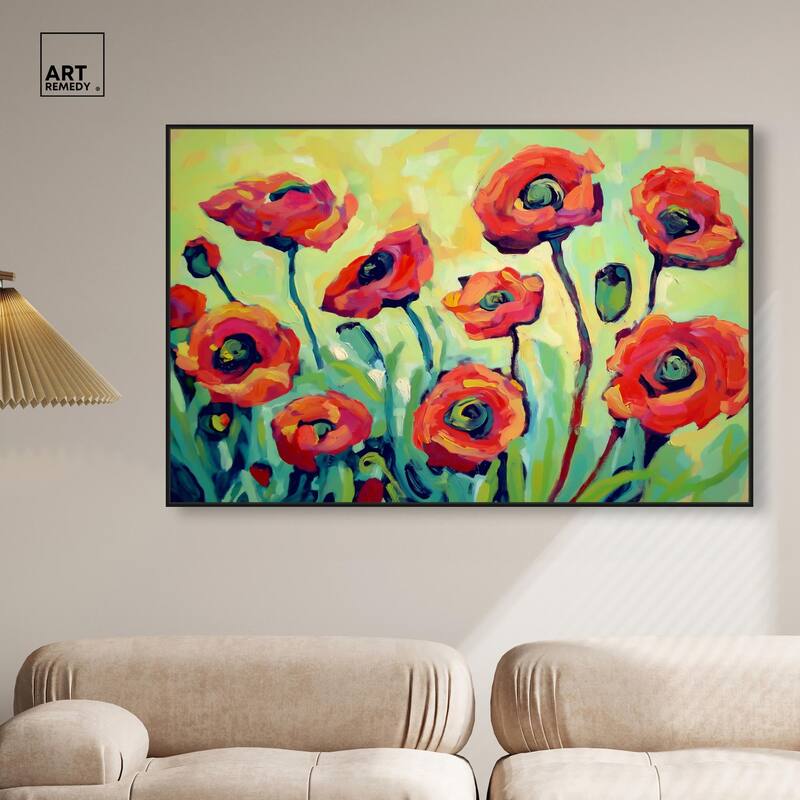 Red Poppy Field I Canvas by Art Remedy