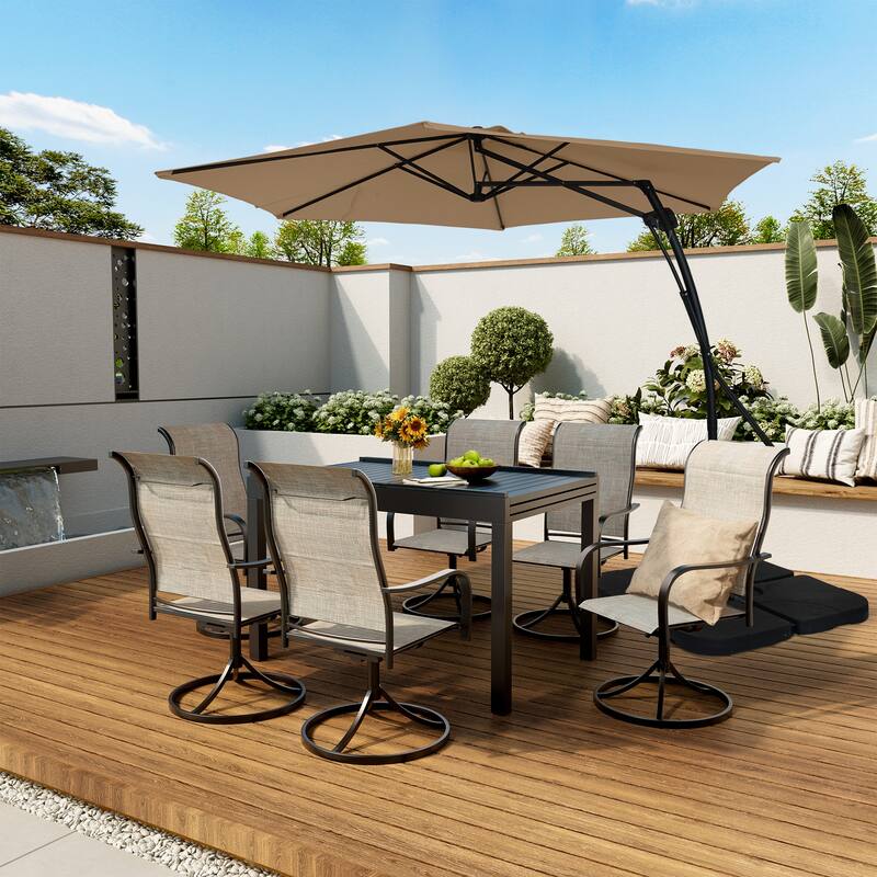 Clihome 10ft Outdoor Patio Cantilever Umbrella with Stand