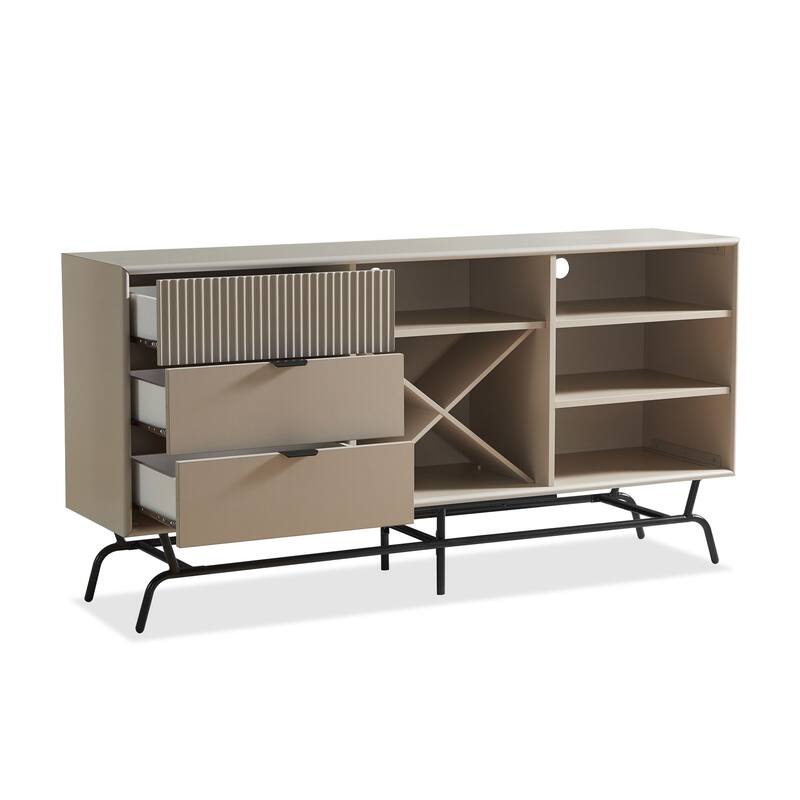 DH BASIC Modern Brown Retro 60-inch Dining Buffet and Sideboard with Wine Storage by Denhour