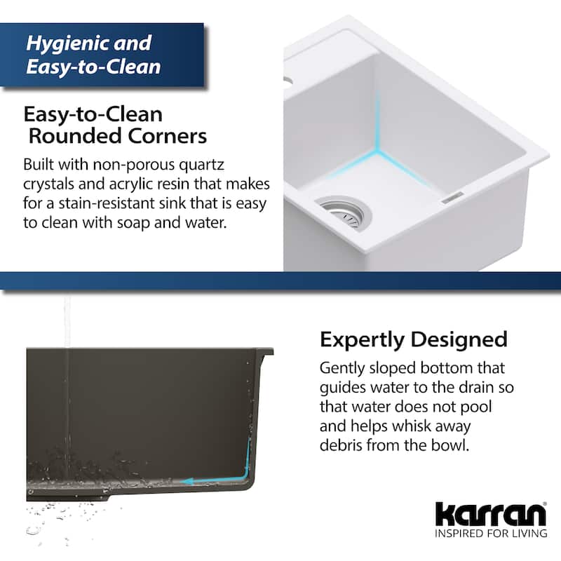Karran QT-825 Drop-in 15-3/4" Single Bowl Quartz Composite Kitchen Sink