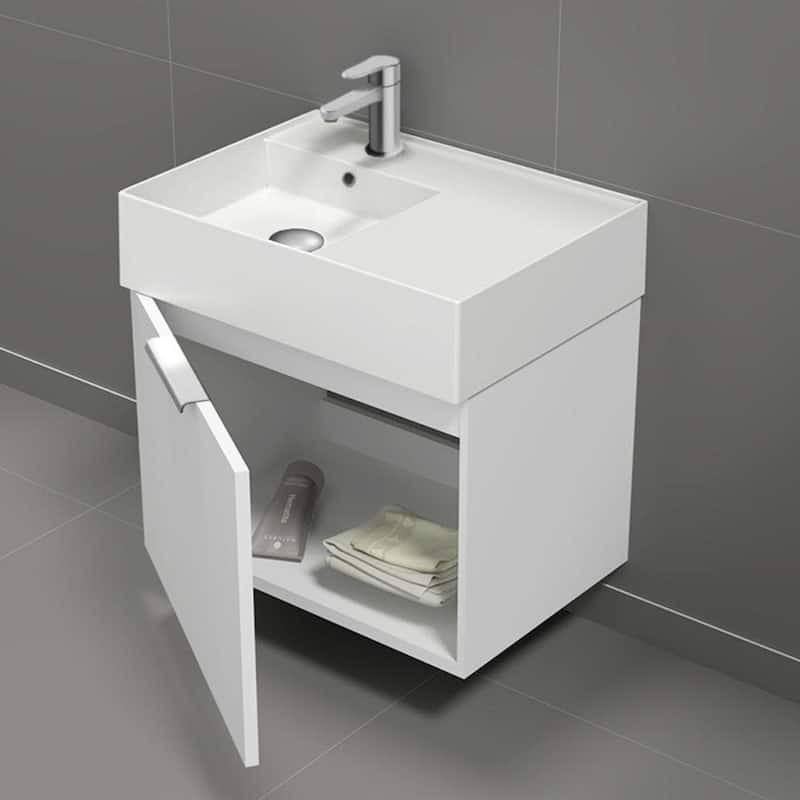 Nameeks Derin-2417-W-S-L Derin 24" Wall Mounted Single Basin Vanity