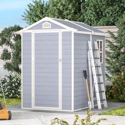 oneinmil 4'x6' Resin Outdoor Storage Shed with Lockable Door