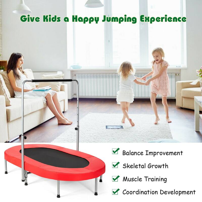 Large Dual-Person Trampoline with Foam-Padded Handle and Sturdy Steel Frame Fun Jumping for Kids