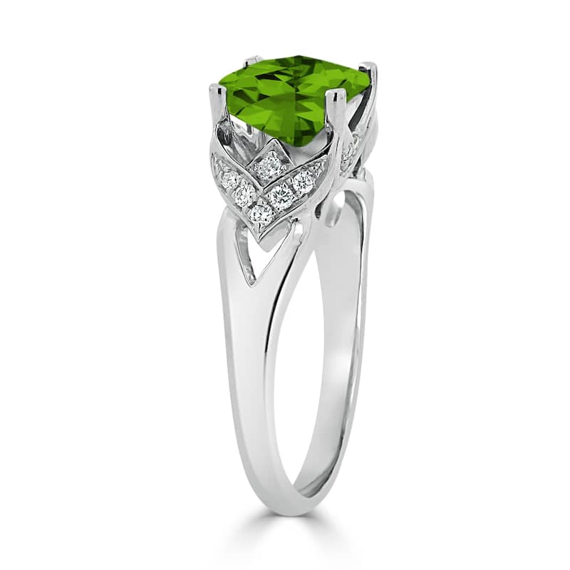 Auriya Modern 2 3/8ct Cushion-cut Peridot and Diamond Engagement Ring 1/6ctw 14k Gold