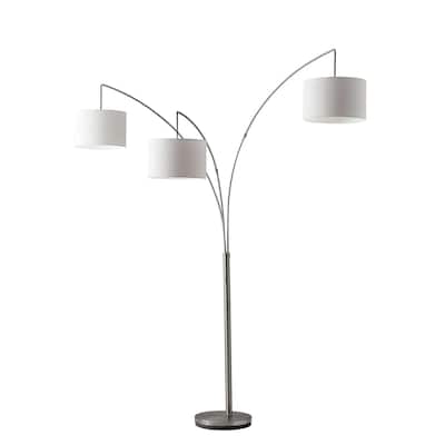 HomeRoots 74" Steel Three Light Tree Floor Lamp With White Solid Color Drum Shade - 44.00