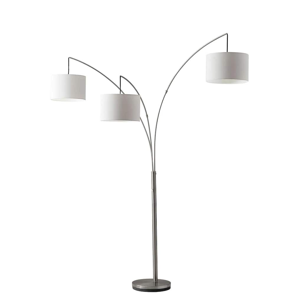 HomeRoots 74" Steel Three Light Tree Floor Lamp With White Solid Color Drum Shade - 44.00
