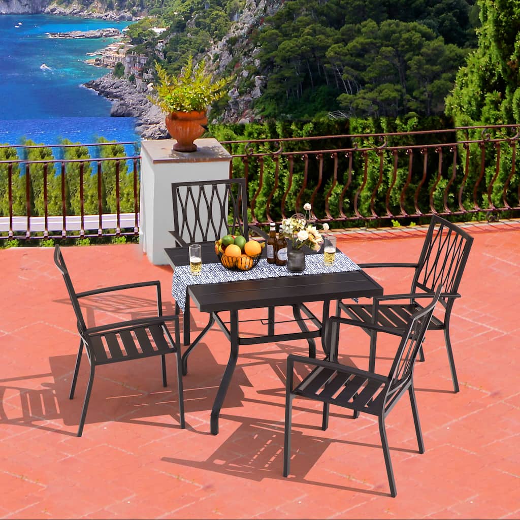 Outdoor 5-Piece Dining Set with 1.57'' Umbrella Hole