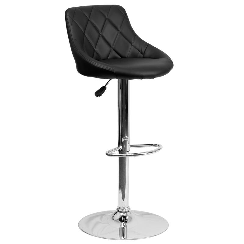 Vinyl Bucket Seat Adjustable Diamond Back Barstool (Set of 2) - 18.50"W x 19"D x 33.25" - 41.75"H