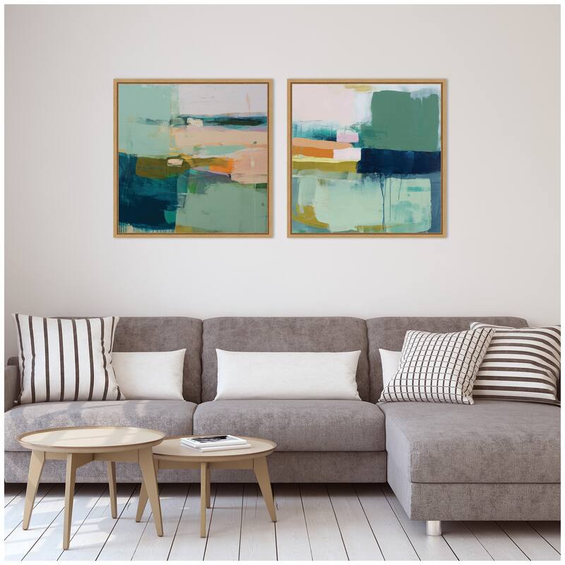 Kate and Laurel Color Block No. 1 & No. 2 2 Piece Framed Canvas Wall Art Set by Amy Lighthall