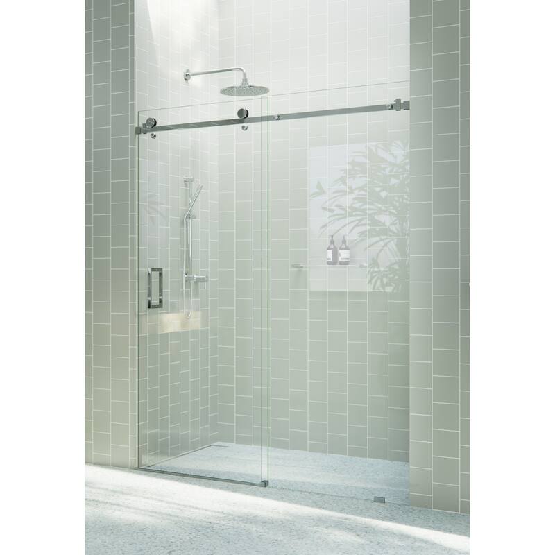 Glass Warehouse 68 in. x 78 in. Sliding Frameless Shower Door with Square Hardware