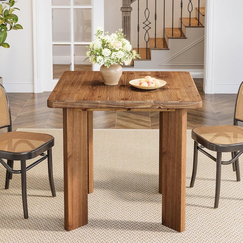 31.5-Inch Farmhouse Solid Wood Square Dining Table for Dinner, Living Room, Restaurant, Apartment