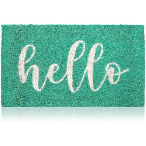 Natural Coir Welcome Mat, Hello Doormat (30 x 17 Inches)