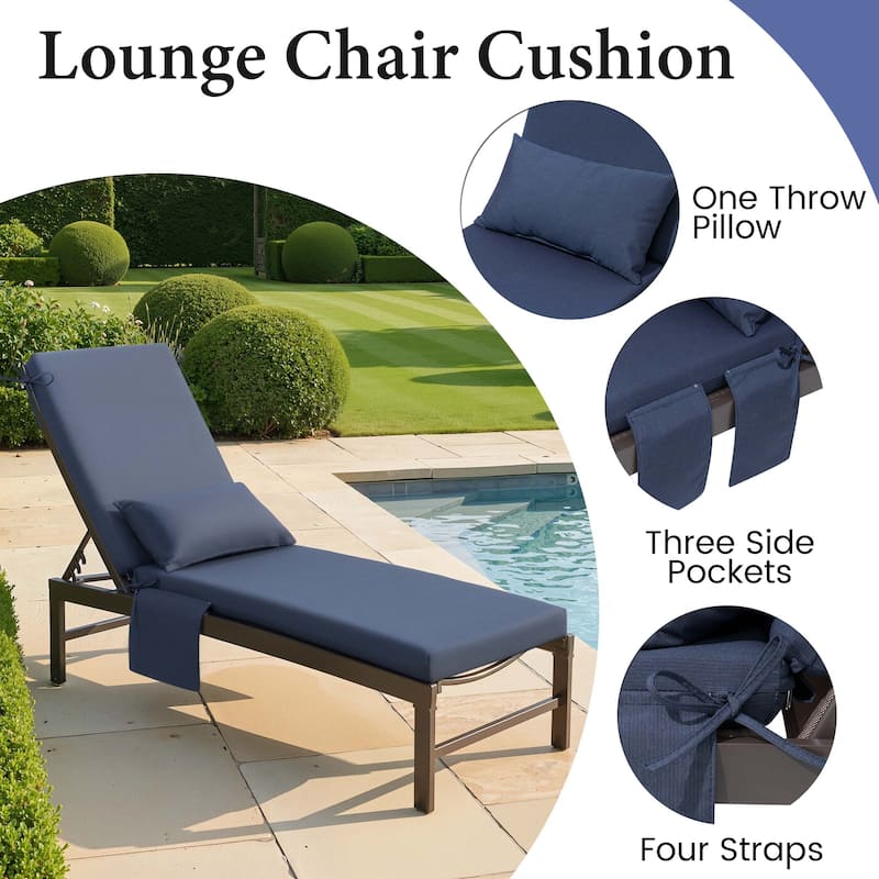 Outdoor Lounge Chair Cushions Patio Chaise Lounge Chair Seat Cushion with Pillow