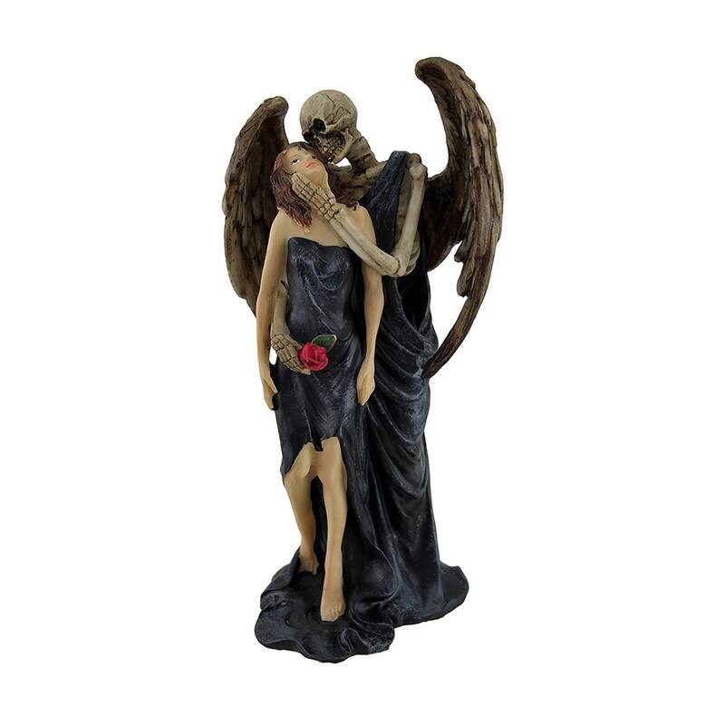 Kiss Of Death Gothic Skeleton Angel Statue - 10 X 4 X 5 inches