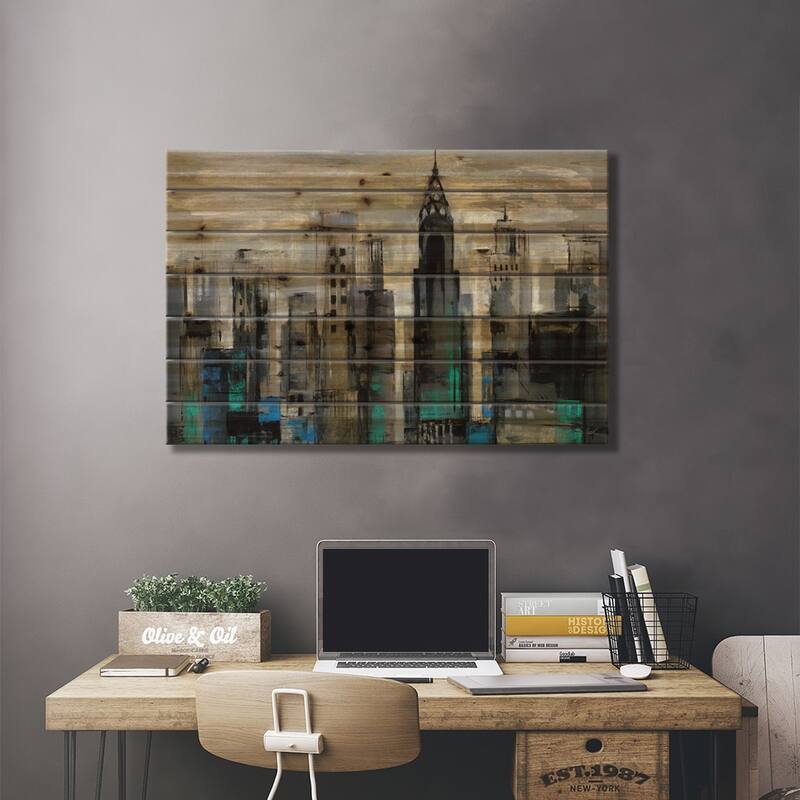 New York Moment Print On Wood by Silvia Vassileva - Multi-Color