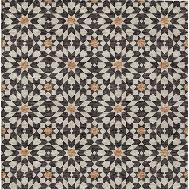HomeRoots Floral Medallion Transitional Rectangle Outdoor Rug