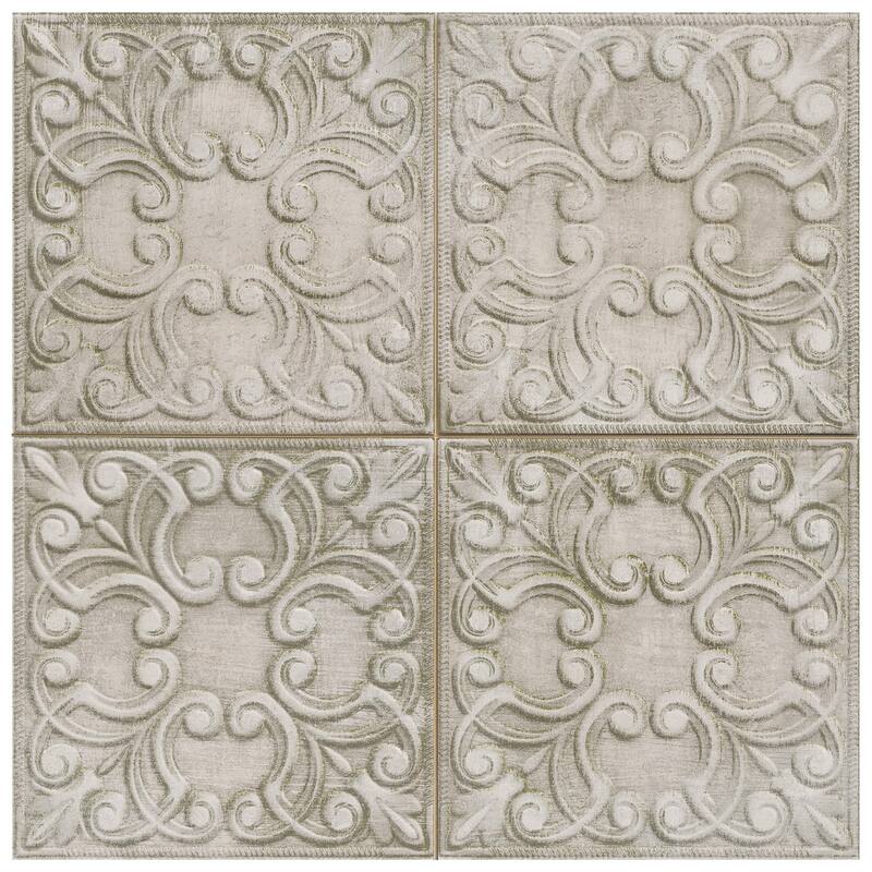 Merola Tile Victorian Tin Zinc 17-3/8" x 17-3/8" Porcelain Wall Tile