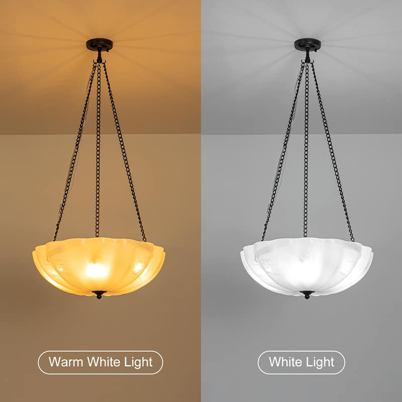 Elegant Gold and Glass Chandelier 3-Light Pendant Light Fixture with Frosted Dome Design
