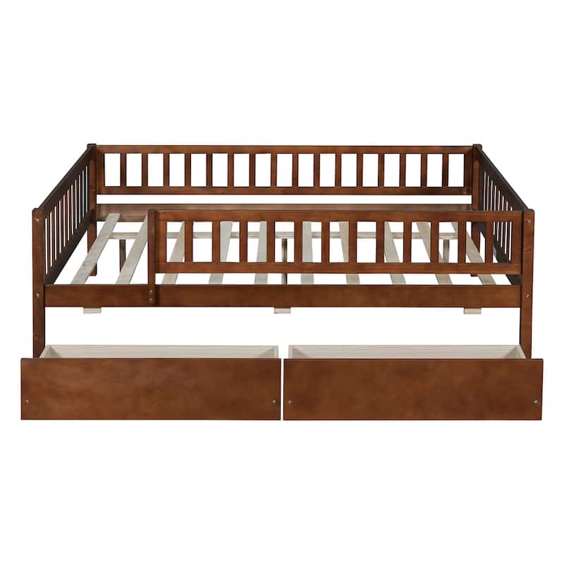Full Size Daybed Wood Bed with Two Drawers
