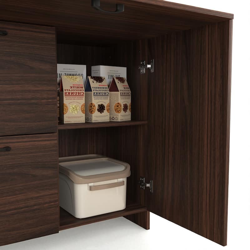 Fold-Up Desk Cabinet with Drawer & Shelves, Space-Saving Wall Desk Organizer, 31.5" W x 13.8" D x 47.2" H