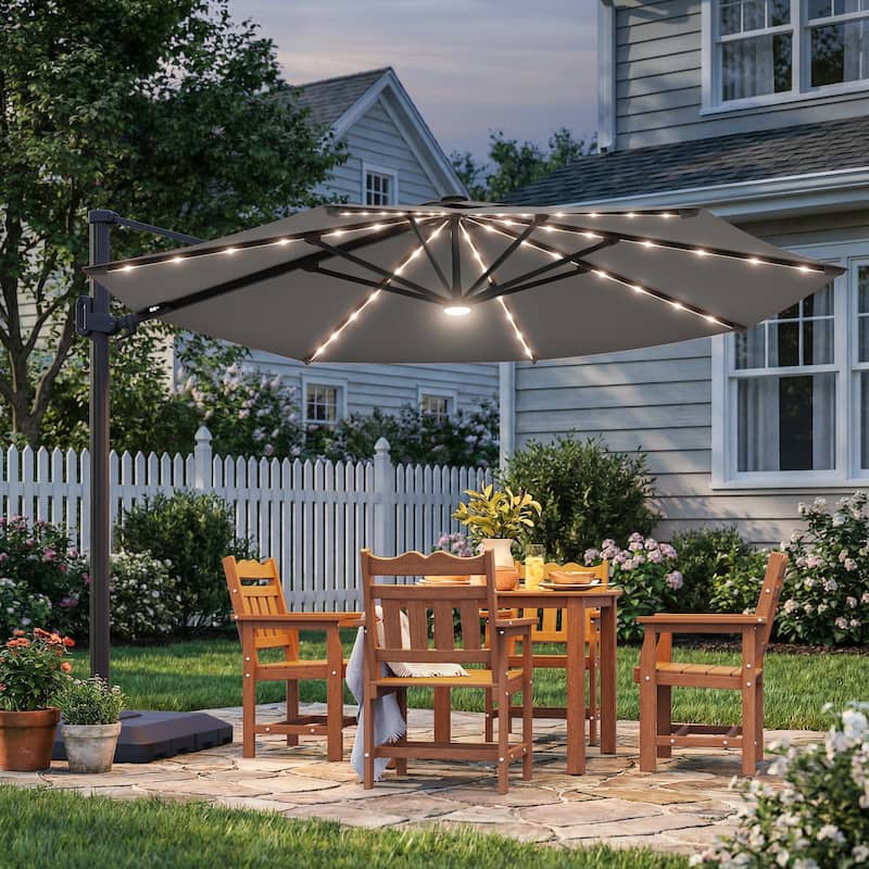 Sonkuki Outdoor 10FT LED Patio umbrella for Garden - Grey