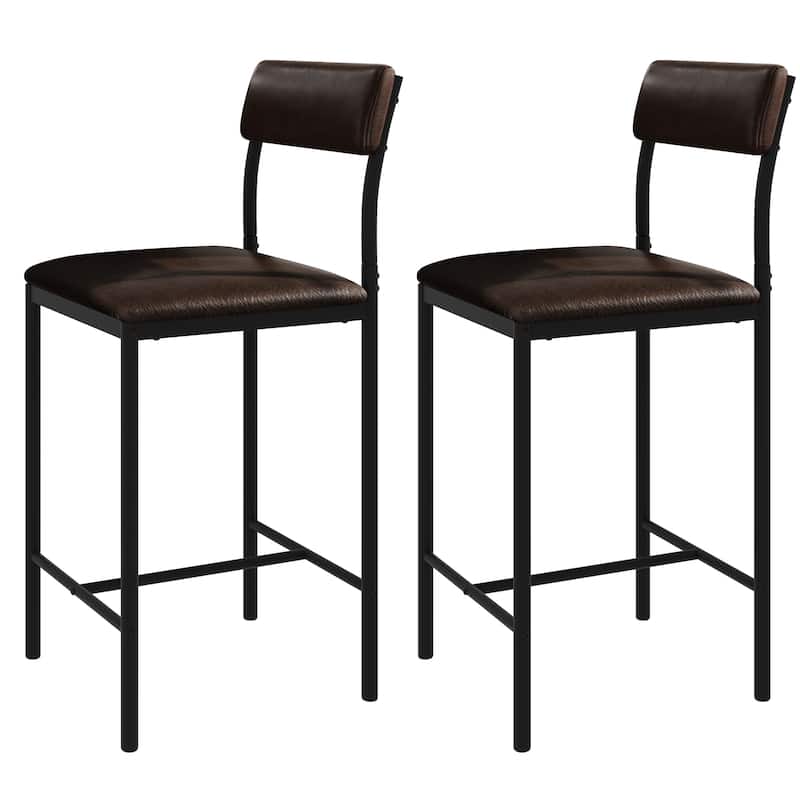 Moasis 37"H Bar Stools Set of 2 Counter Height Bar Stools with Footrest - Black/Brown