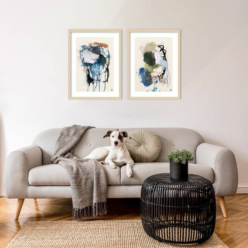 Twin Abstract Set 2 Piece by Dan Hobday Framed Wall Art Prints