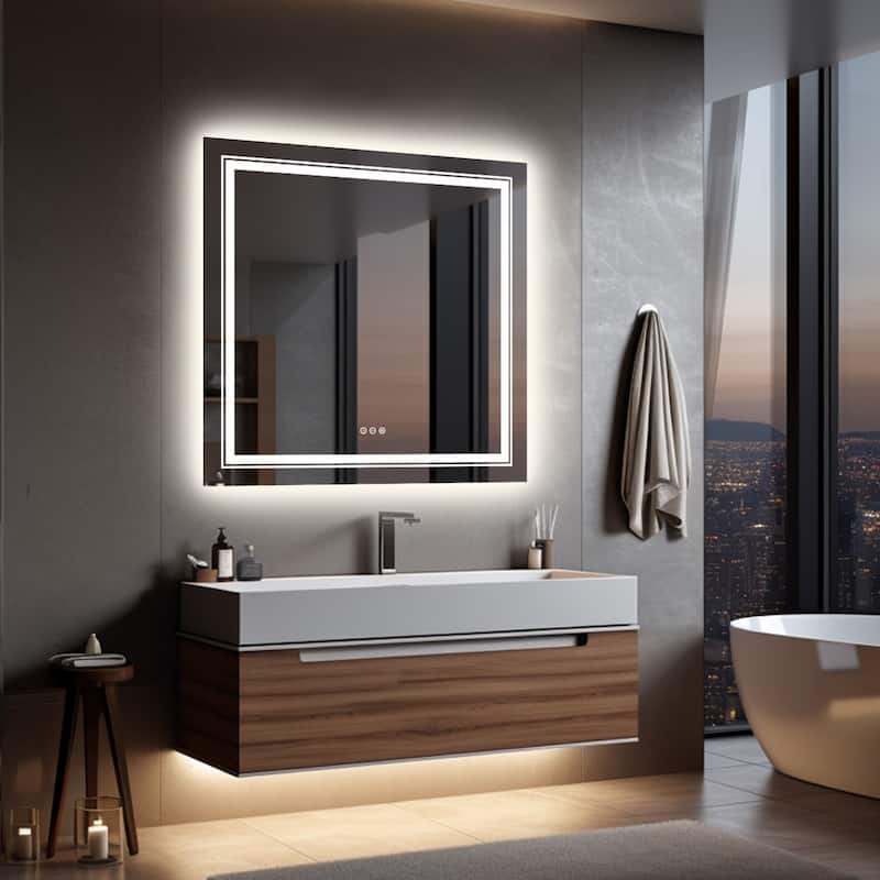 LUVODI LED Bathroom Mirror with Lights Anti-Fog Dimmable Illuminated - 32" x 32"