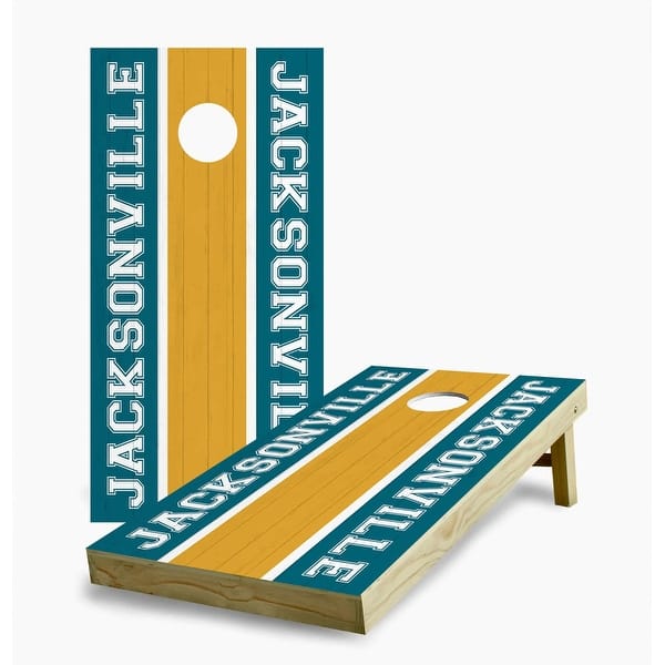 slide 2 of 7, Jacksonville Jaguars Striped Cornhole Game (Choose Wraps or Boards) 2x4 Boards (24" x 48") - Include ALL Accessories